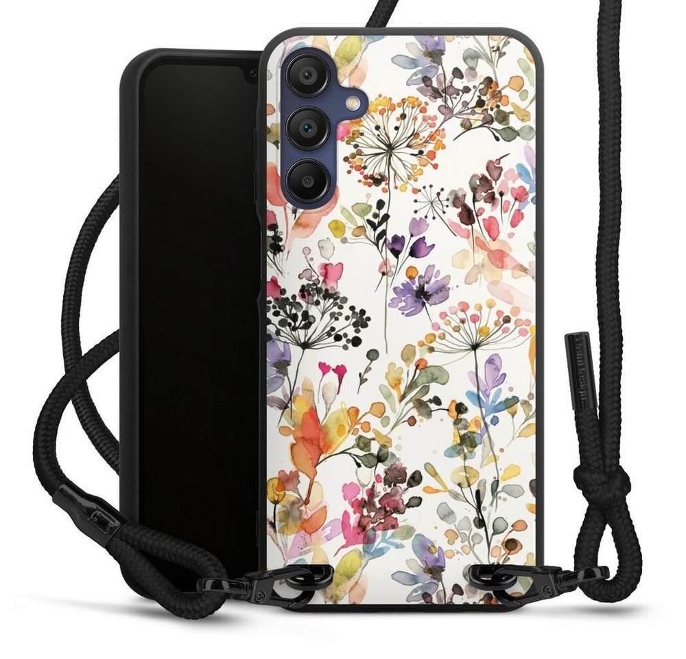 DeinDesign Handyhülle Blume Muster Pastell Wild Grasses, Samsung Galaxy A15 Premium Handykette Hülle mit Band Case zum Umhängen von DeinDesign