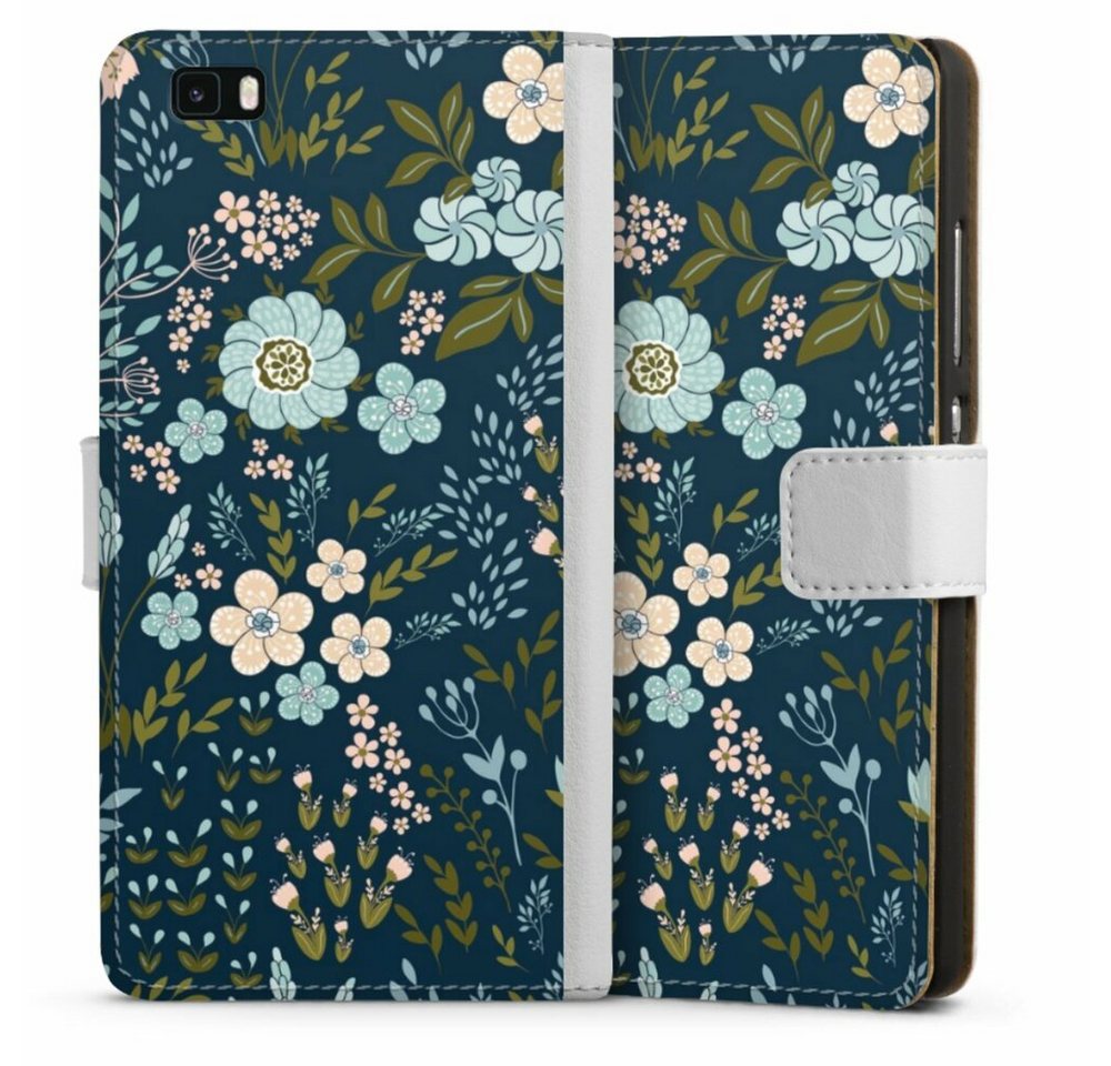 DeinDesign Handyhülle Blumen Muster Blau Floral Autumn 4, Huawei P8 Lite (2015-2016) Hülle Handy Flip Case Wallet Cover von DeinDesign