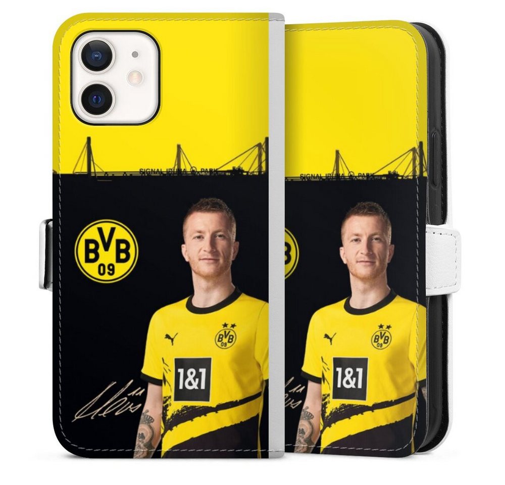 DeinDesign Handyhülle Borussia Dortmund Marco Reus BVB Marco Reus 23/24, Apple iPhone 12 Hülle Handy Flip Case Wallet Cover Handytasche Leder von DeinDesign