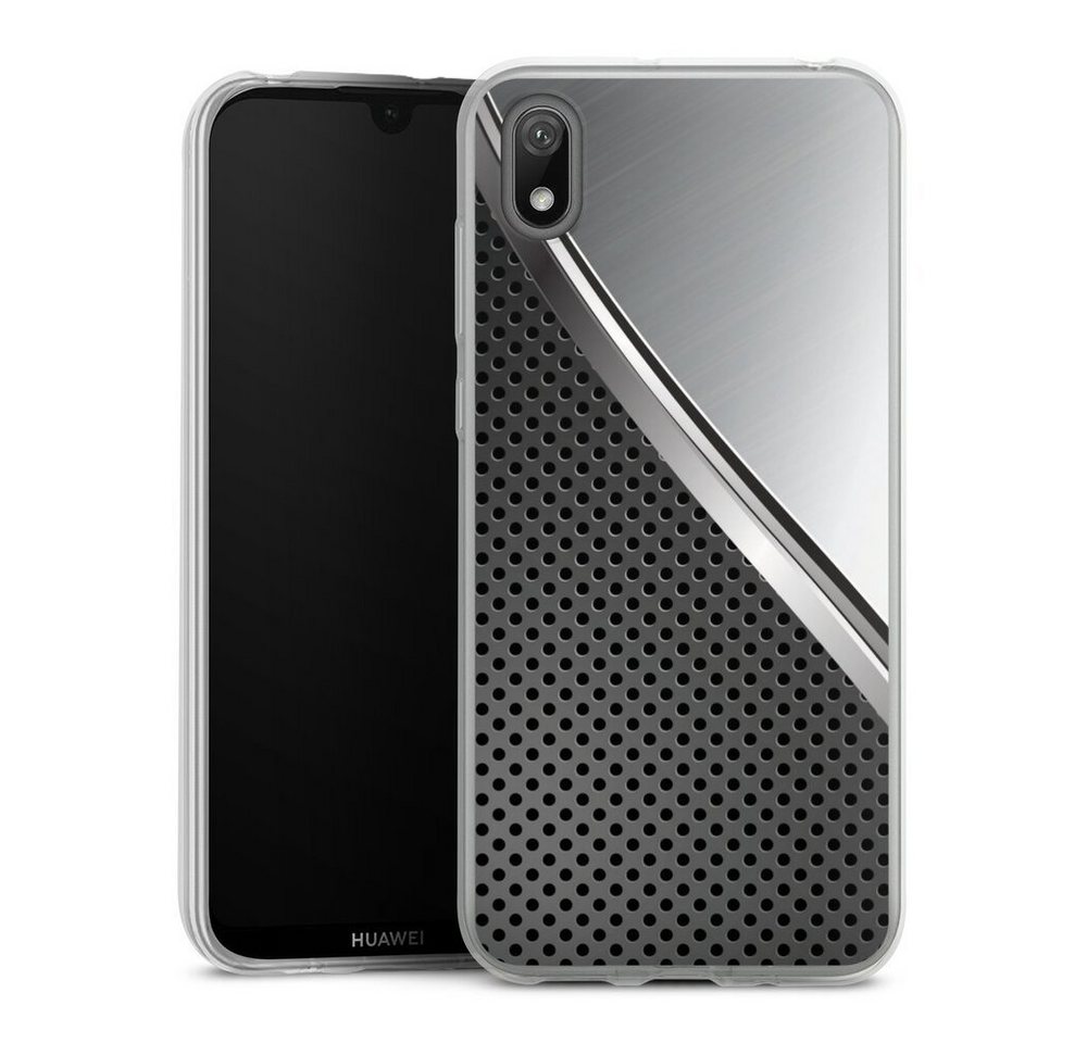 DeinDesign Handyhülle Carbon Stahl Metall Duo Metal Surface, Huawei Y5 (2019) Slim Case Silikon Hülle Ultra Dünn Schutzhülle von DeinDesign