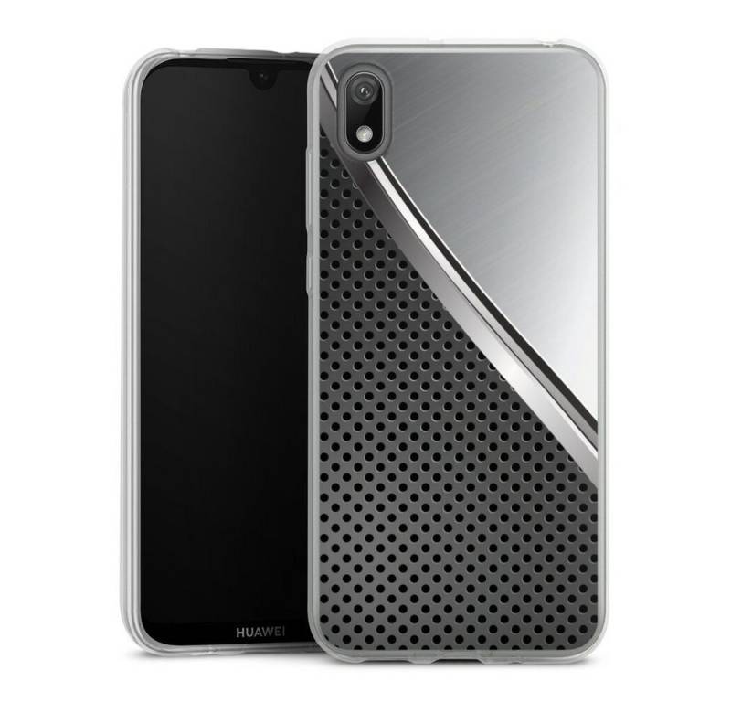 DeinDesign Handyhülle Carbon Stahl Metall Duo Metal Surface, Huawei Y5 (2019) Slim Case Silikon Hülle Ultra Dünn Schutzhülle von DeinDesign