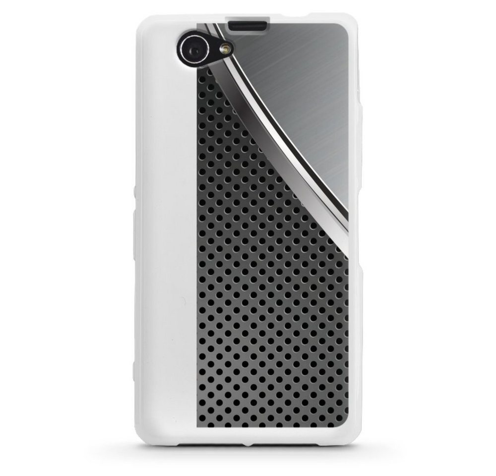 DeinDesign Handyhülle Carbon Stahl Metall Duo Metal Surface, Sony Xperia Z1 Compact Silikon Hülle Bumper Case Handy Schutzhülle von DeinDesign