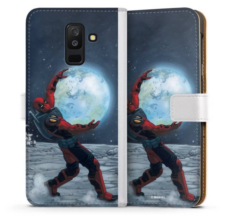 DeinDesign Handyhülle Deadpool Moon, Samsung Galaxy A6 Plus (2018) Hülle Handy Flip Case Wallet Cover von DeinDesign