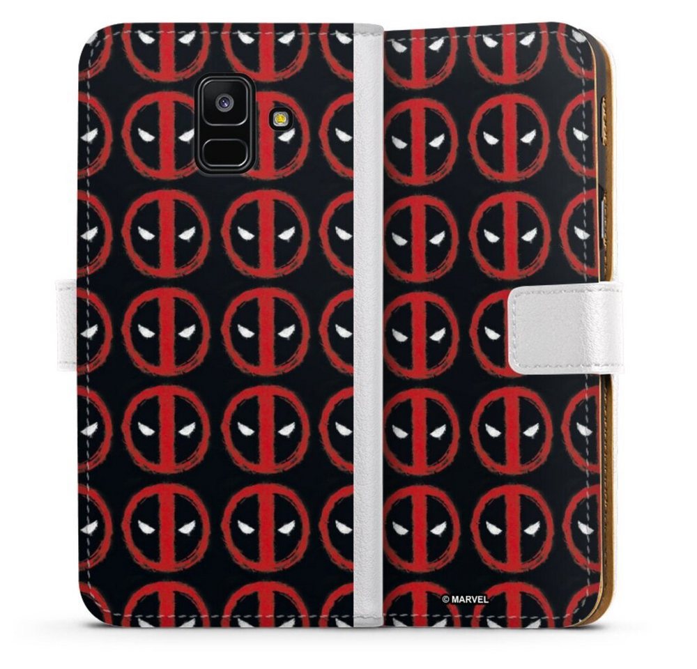 DeinDesign Handyhülle Deadpool Pattern, Samsung Galaxy A6 (2018) Hülle Handy Flip Case Wallet Cover von DeinDesign