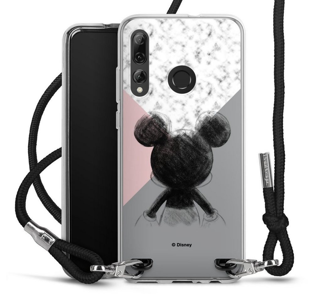 DeinDesign Handyhülle Disney Marmor Mickey Mouse Mickey Mouse Scribble, Huawei P Smart Plus (2019) Handykette Hülle mit Band Case zum Umhängen von DeinDesign