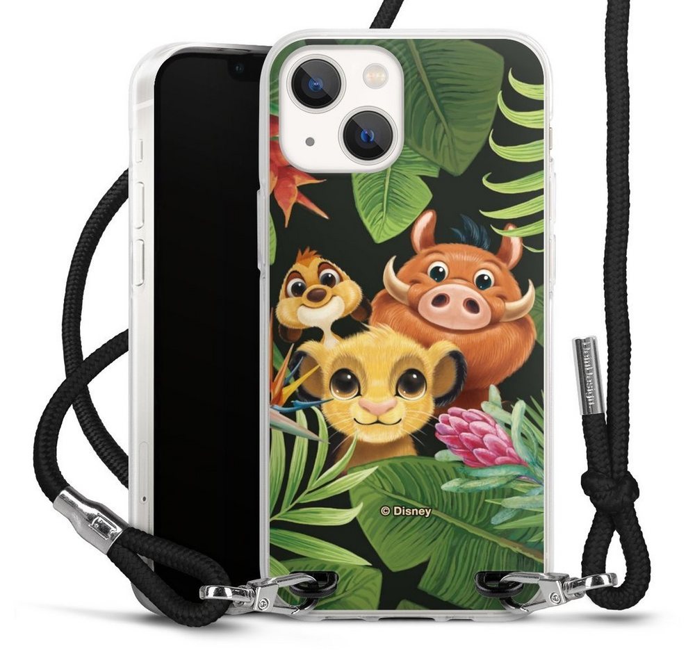 DeinDesign Handyhülle Disney Simba Timon und Pumbaa Simbas Friends, Apple iPhone 13 Mini Handykette Hülle mit Band Case zum Umhängen von DeinDesign