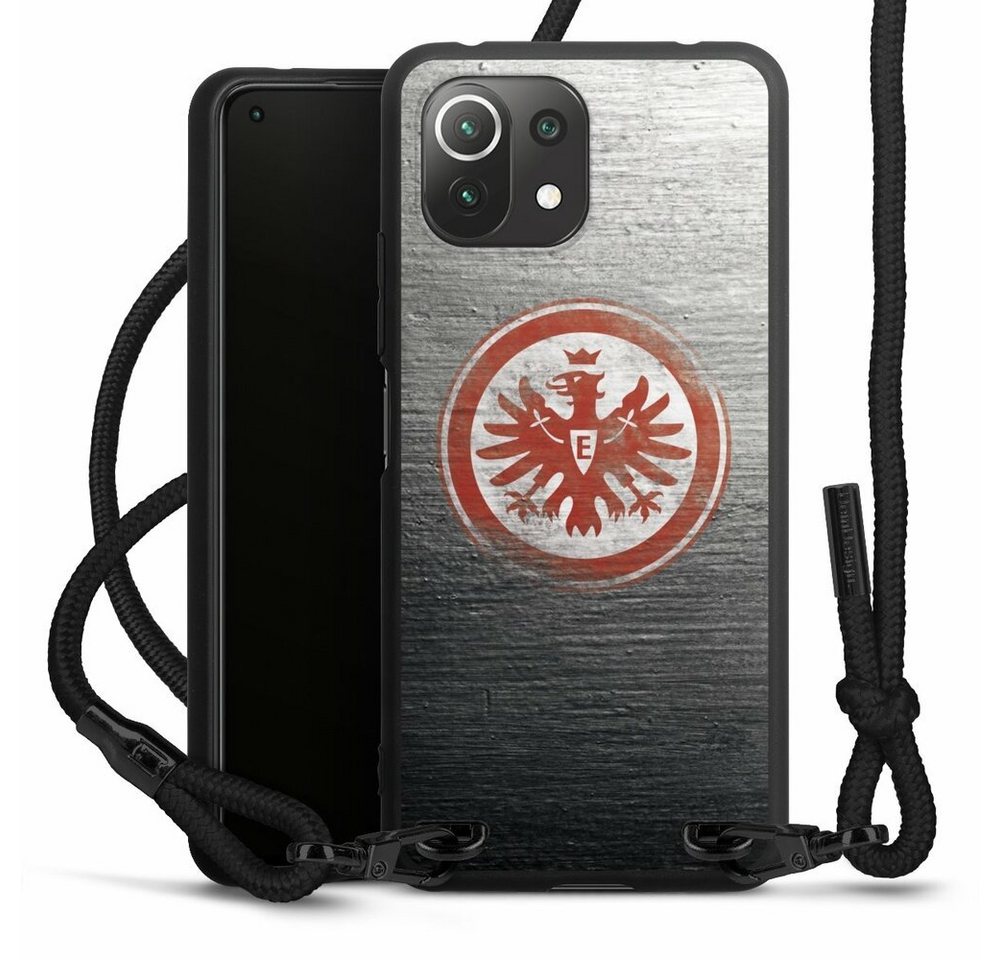 DeinDesign Handyhülle Eintracht Frankfurt SGE Logo Eintracht Logo Scratched, Xiaomi Mi 11 Lite 5G Premium Handykette Hülle mit Band Cover mit Kette von DeinDesign