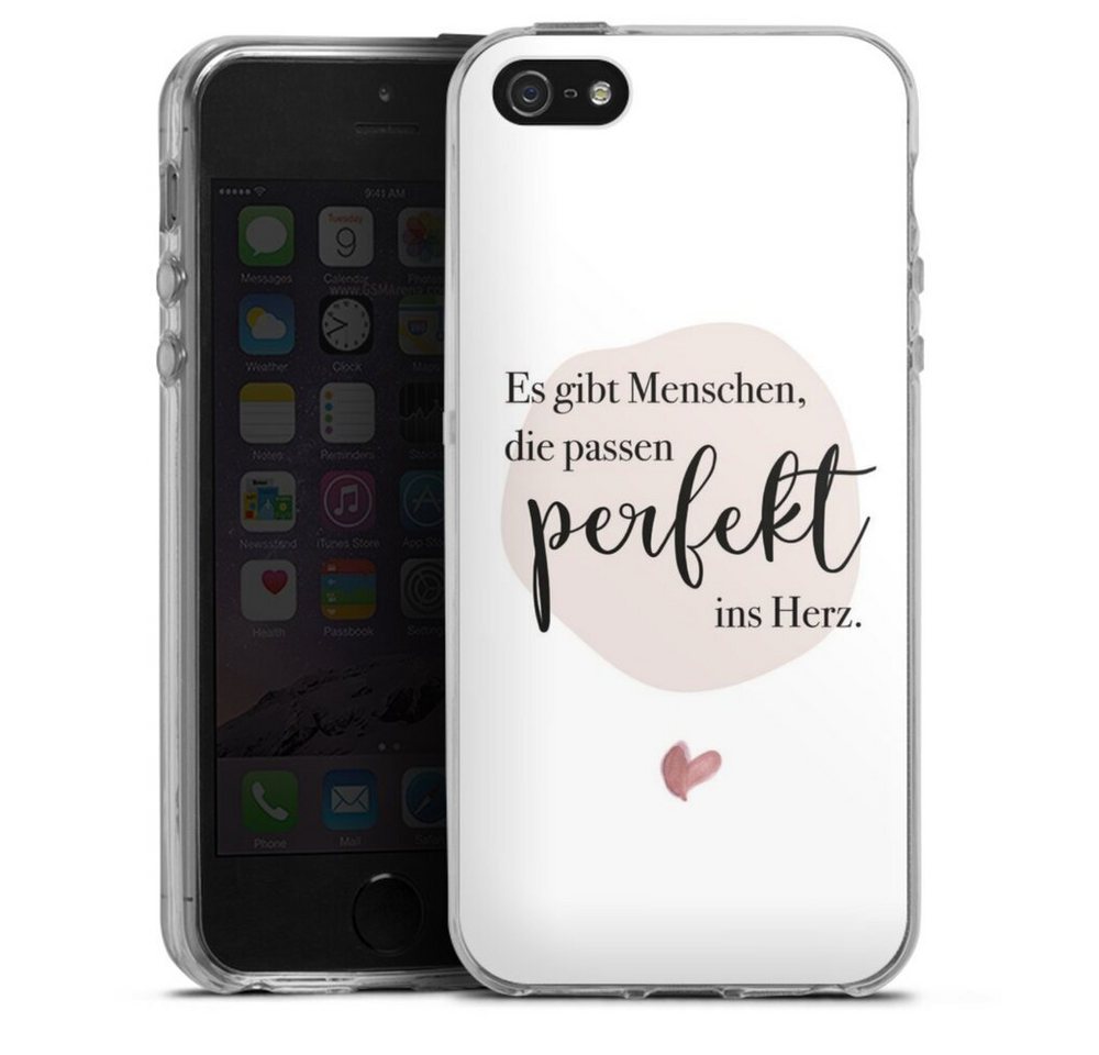 DeinDesign Handyhülle Es gibt Menschen die passen, Apple iPhone SE (2016-2019) Silikon Hülle Bumper Case Smartphone Cover von DeinDesign