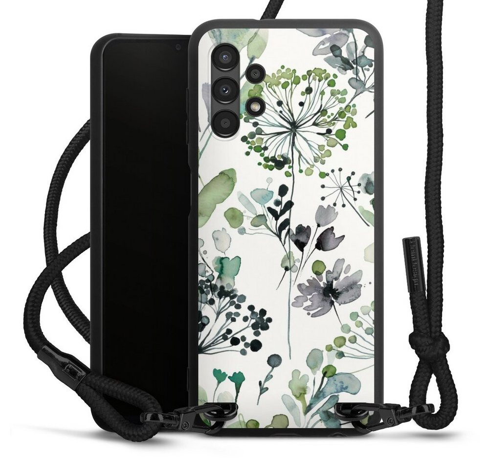 DeinDesign Handyhülle Eukalyptus Wasserfarbe Blumen Wild Grasses Eucalyptus, Samsung Galaxy A13 4G Premium Handykette Hülle mit Band von DeinDesign