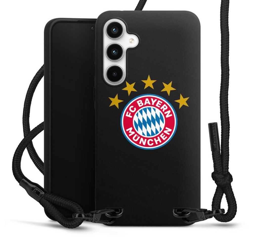 DeinDesign Handyhülle FC Bayern München FCB Sterne FCB Logo mit Sterne - ohne Hintergrund, Samsung Galaxy A35 5G Premium Handykette Hülle mit Band von DeinDesign