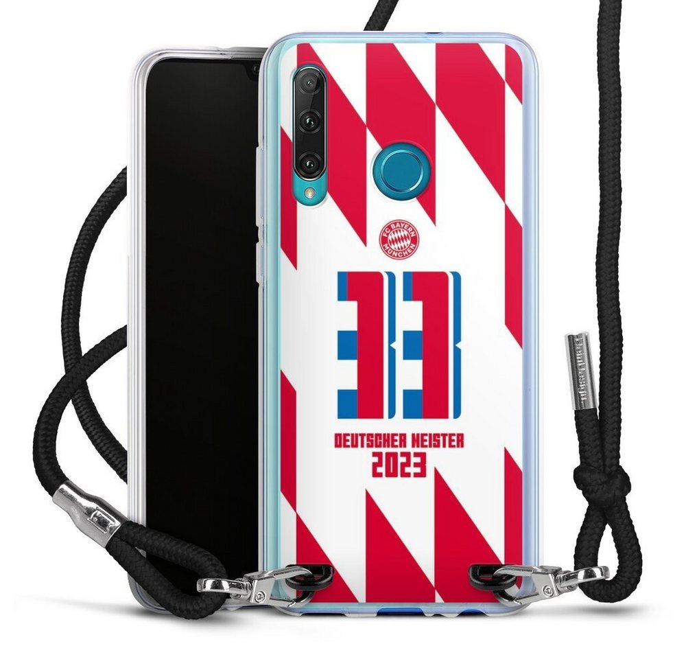 DeinDesign Handyhülle FC Bayern München Meister FCB Meister 2023 Rauten, Huawei Honor 20 Lite Handykette Hülle mit Band Case zum Umhängen von DeinDesign