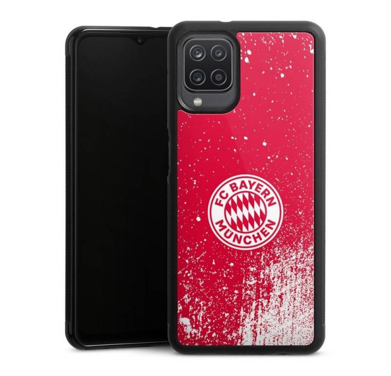 DeinDesign Handyhülle FC Bayern München Offizielles Lizenzprodukt FCB Splatter Rot - FCB, Samsung Galaxy A12 Gallery Case Glas Hülle von DeinDesign