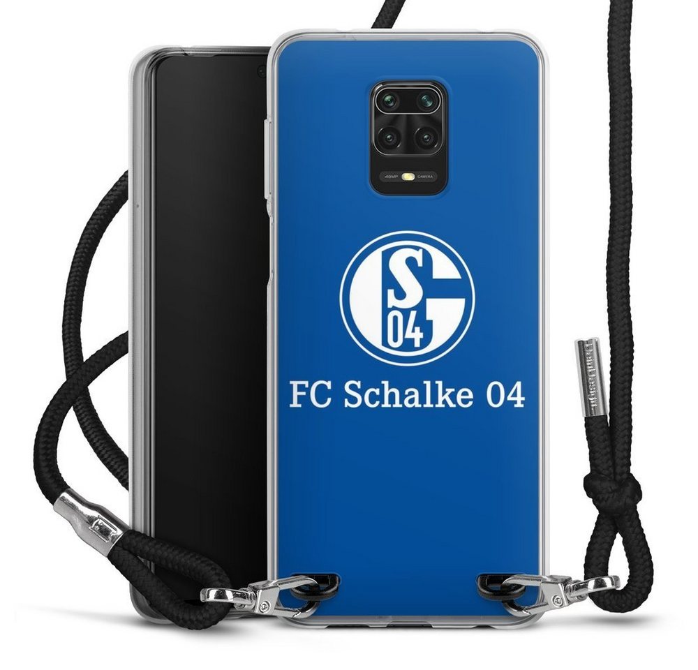 DeinDesign Handyhülle FC Schalke 04 Blau, Xiaomi Redmi Note 9 Pro Handykette Hülle mit Band Case zum Umhängen von DeinDesign