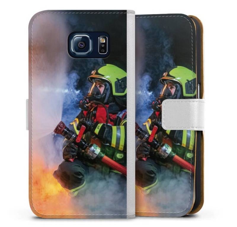 DeinDesign Handyhülle Feuerwehr Feuer Lebensretter Innenangriff, Samsung Galaxy S6 Hülle Handy Flip Case Wallet Cover Handytasche Leder von DeinDesign
