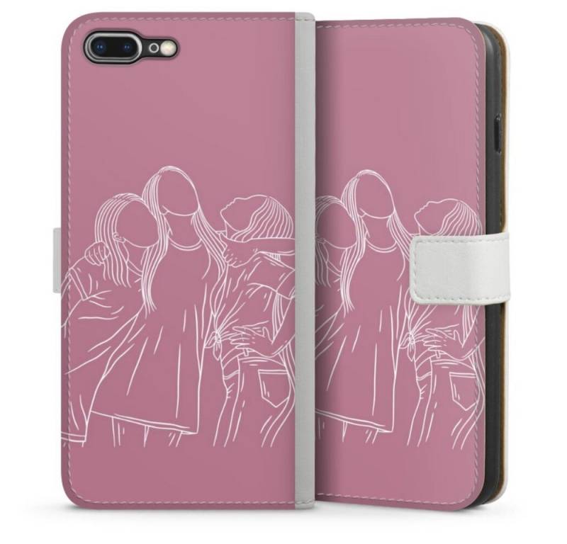 DeinDesign Handyhülle Freundinnen Line Art, Apple iPhone 8 Plus Hülle Handy Flip Case Wallet Cover von DeinDesign