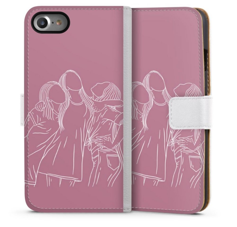 DeinDesign Handyhülle Freundinnen Line Art, Apple iPhone SE (2022) Hülle Handy Flip Case Wallet Cover von DeinDesign