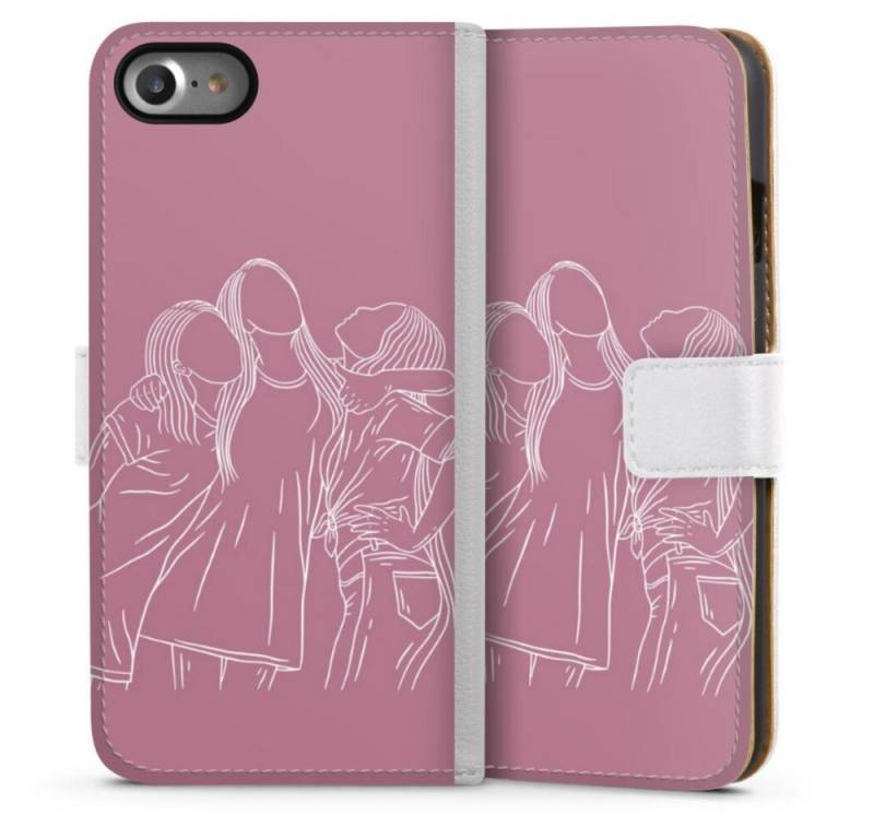 DeinDesign Handyhülle Freundinnen Line Art, Apple iPhone SE (2022) Hülle Handy Flip Case Wallet Cover von DeinDesign
