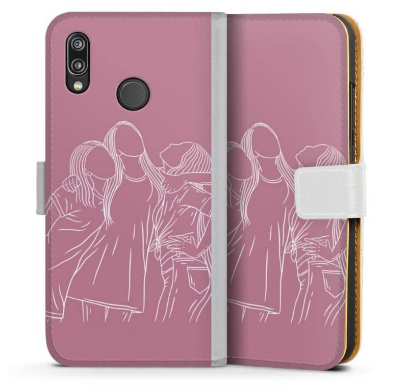 DeinDesign Handyhülle Freundinnen Line Art, Huawei P20 Lite Hülle Handy Flip Case Wallet Cover Handytasche Leder von DeinDesign