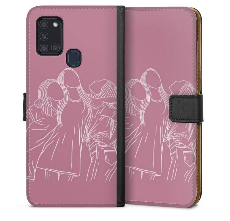 DeinDesign Handyhülle Freundinnen Line Art, Samsung Galaxy A21s Hülle Handy Flip Case Wallet Cover von DeinDesign