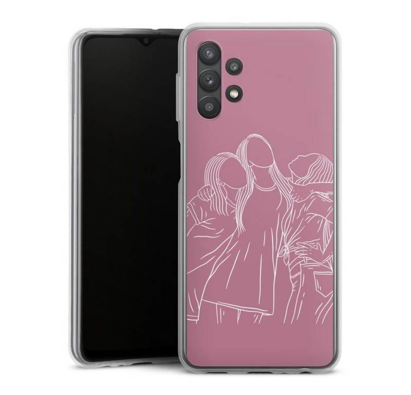 DeinDesign Handyhülle Freundinnen Line Art, Samsung Galaxy A32 5G Silikon Hülle Bumper Case Handy Schutzhülle von DeinDesign
