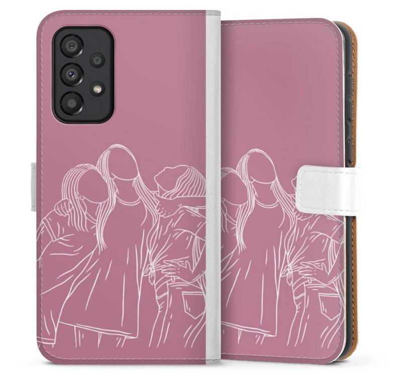 DeinDesign Handyhülle Freundinnen Line Art, Samsung Galaxy A33 5G Hülle Handy Flip Case Wallet Cover von DeinDesign