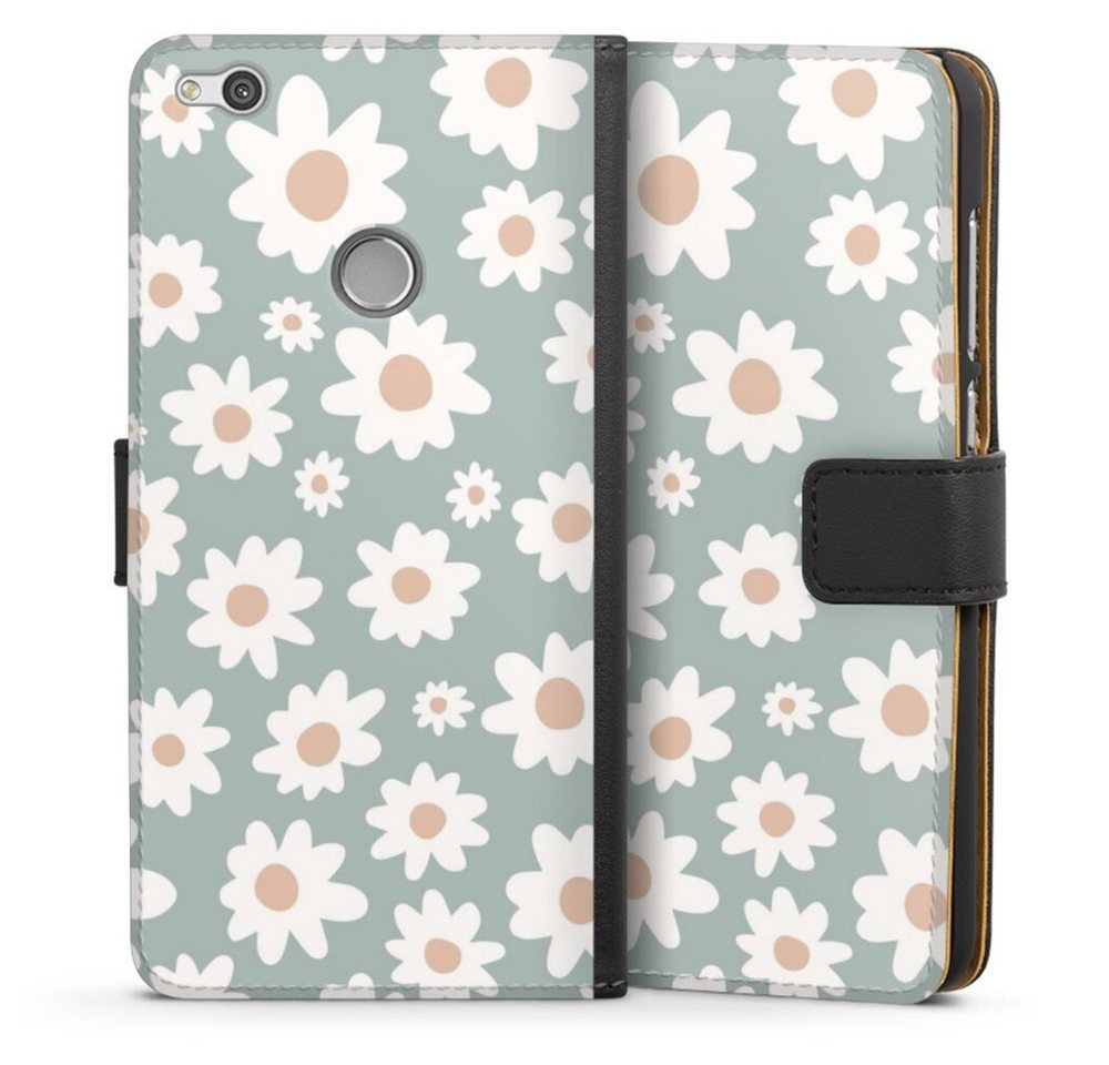 DeinDesign Handyhülle Gänseblume Muster Blumen Daisy Flower Seamless Pattern Green, Huawei P9 Lite (2017) Hülle Handy Flip Case Wallet Cover von DeinDesign
