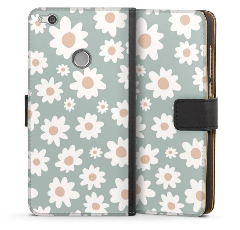 DeinDesign Handyhülle Gänseblume Muster Blumen Daisy Flower Seamless Pattern Green, Huawei P9 Lite (2017) Hülle Handy Flip Case Wallet Cover von DeinDesign