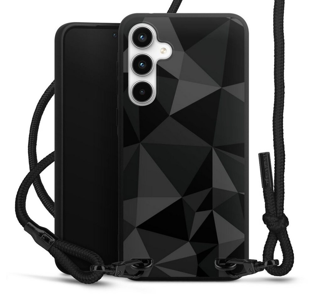 DeinDesign Handyhülle Geometric Muster Abstrakt Polygon Pattern Black, Samsung Galaxy A35 5G Premium Handykette Hülle mit Band von DeinDesign