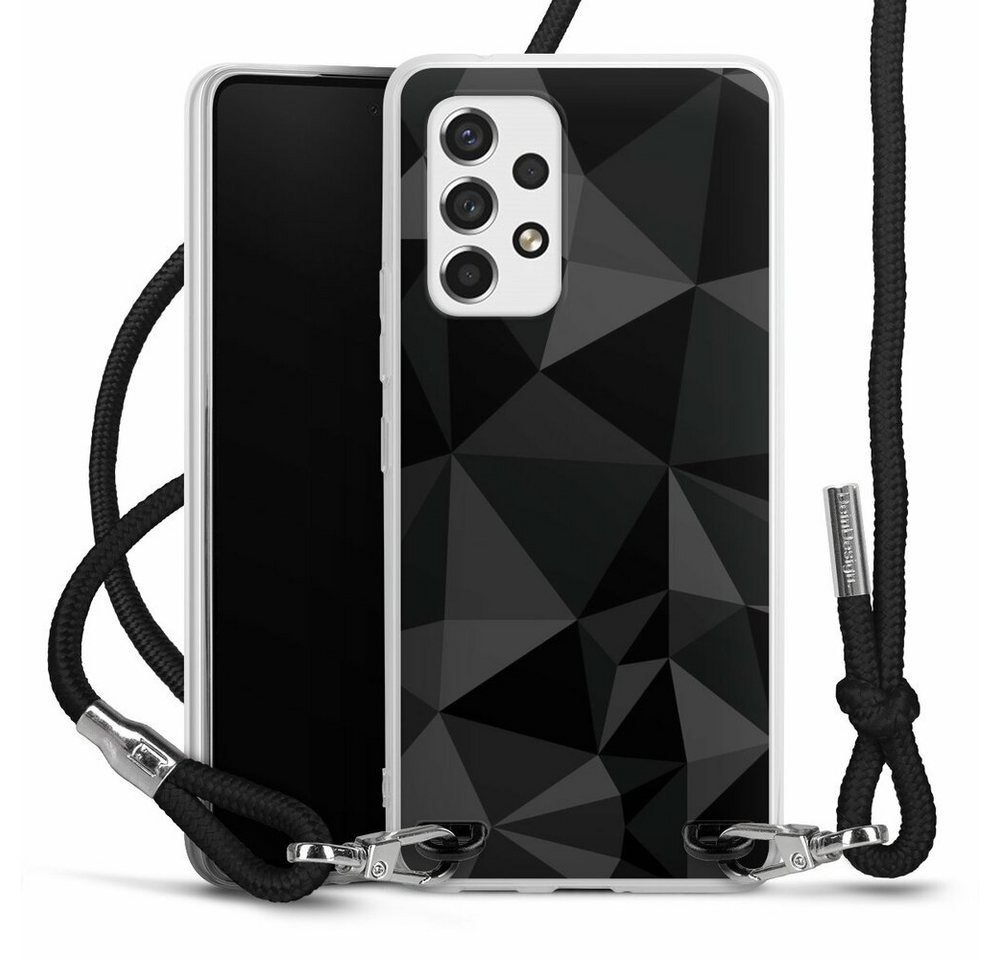 DeinDesign Handyhülle Geometric Muster Abstrakt Polygon Pattern Black, Samsung Galaxy A53 5G Handykette Hülle mit Band Case zum Umhängen von DeinDesign