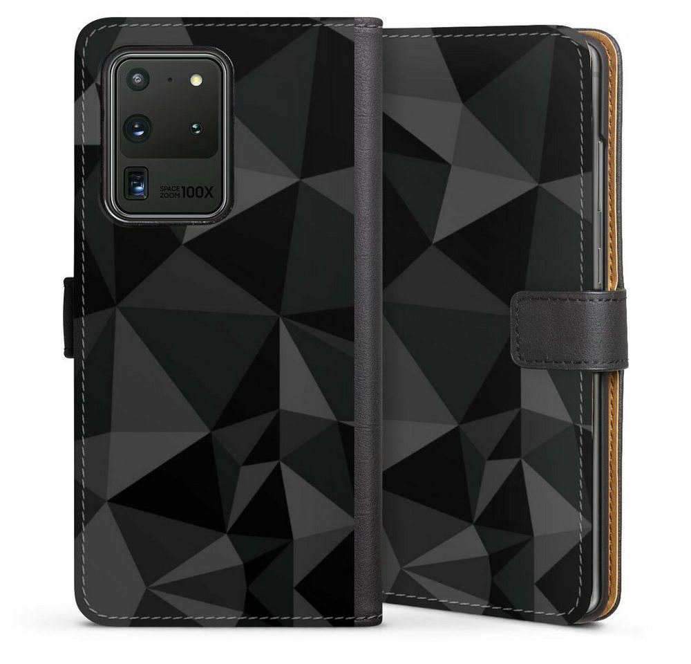 DeinDesign Handyhülle Geometric Muster Abstrakt Polygon Pattern Black, Samsung Galaxy S20 Ultra Hülle Handy Flip Case Wallet Cover von DeinDesign