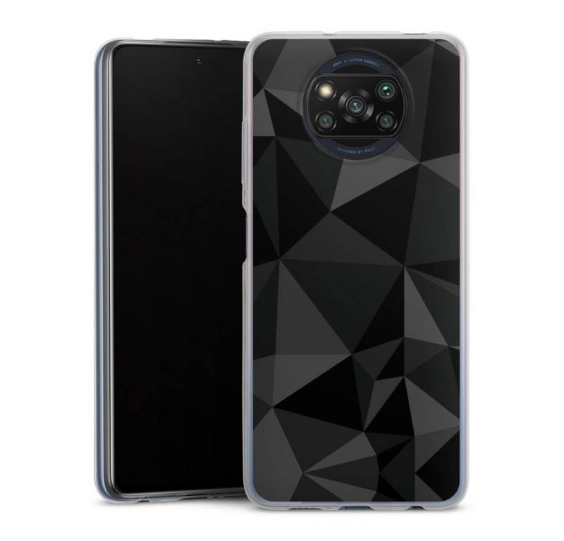 DeinDesign Handyhülle Geometric Muster Abstrakt Polygon Pattern Black, Xiaomi Poco X3 Pro Slim Case Silikon Hülle Ultra Dünn Schutzhülle von DeinDesign
