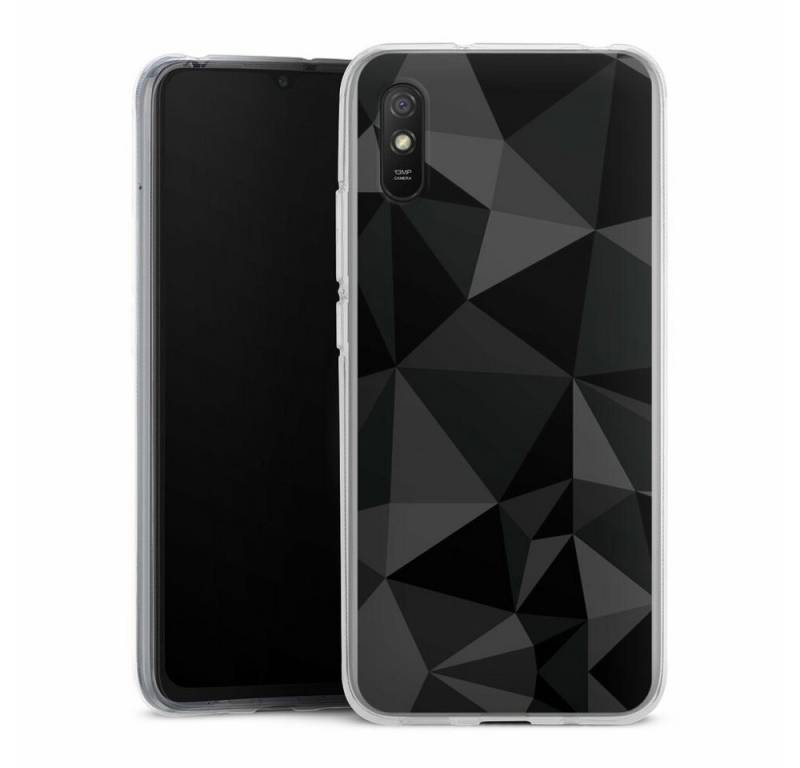 DeinDesign Handyhülle Geometric Muster Abstrakt Polygon Pattern Black, Xiaomi Redmi 9A Silikon Hülle Bumper Case Handy Schutzhülle von DeinDesign