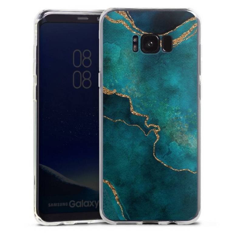 DeinDesign Handyhülle Glitzer Look Marmor Kunst Gemstone Glamour teal, Samsung Galaxy S8 Plus Silikon Hülle Bumper Case Handy Schutzhülle von DeinDesign