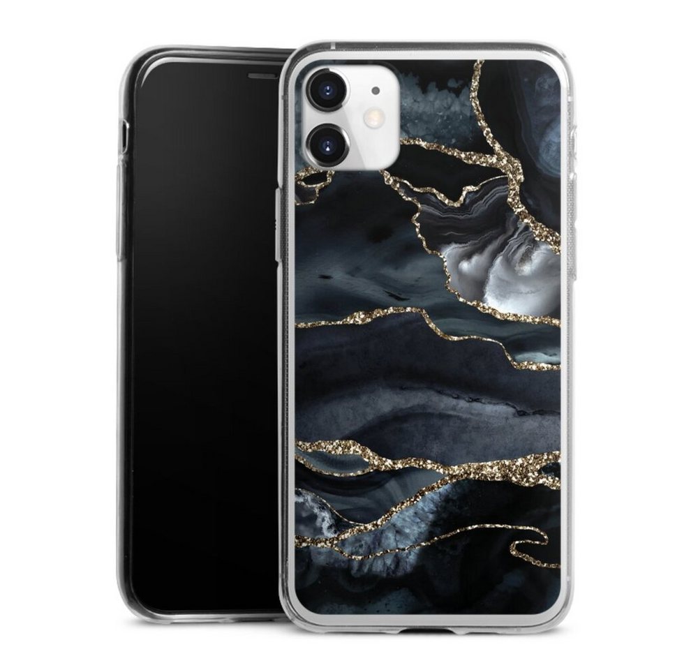 DeinDesign Handyhülle Glitzer Look Marmor Trends Dark marble gold Glitter look, Apple iPhone 11 Slim Case Silikon Hülle Ultra Dünn Schutzhülle von DeinDesign