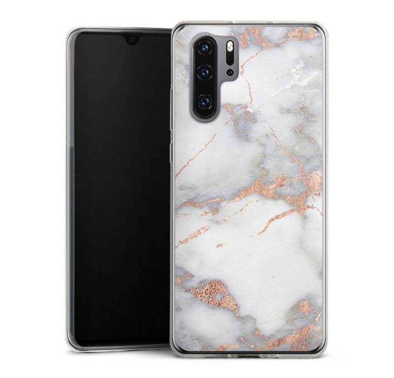 DeinDesign Handyhülle Gold Marmor Glitzer Look White and Golden Marble Look, Huawei P30 Pro New Edition Slim Case Silikon Hülle Ultra Dünn von DeinDesign
