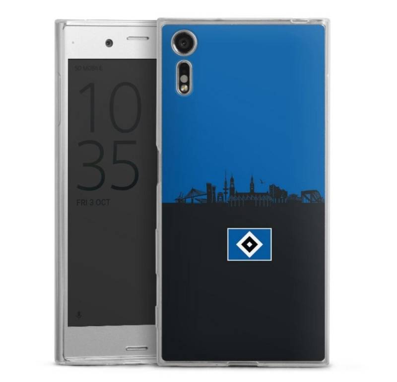 DeinDesign Handyhülle HSV Hamburg Skyline HSV Skyline Blau Schwarz, Sony Xperia XZ Slim Case Silikon Hülle Ultra Dünn Schutzhülle von DeinDesign