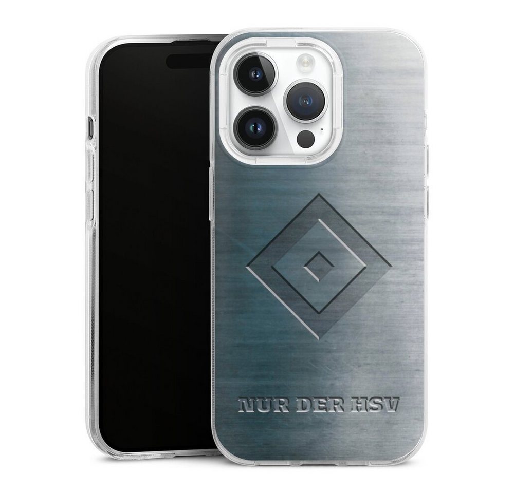 DeinDesign Handyhülle HSV Hamburger SV Metallic Look Nur der HSV Metalllook, Apple iPhone 14 Pro Silikon Hülle Bumper Case Handy Schutzhülle von DeinDesign