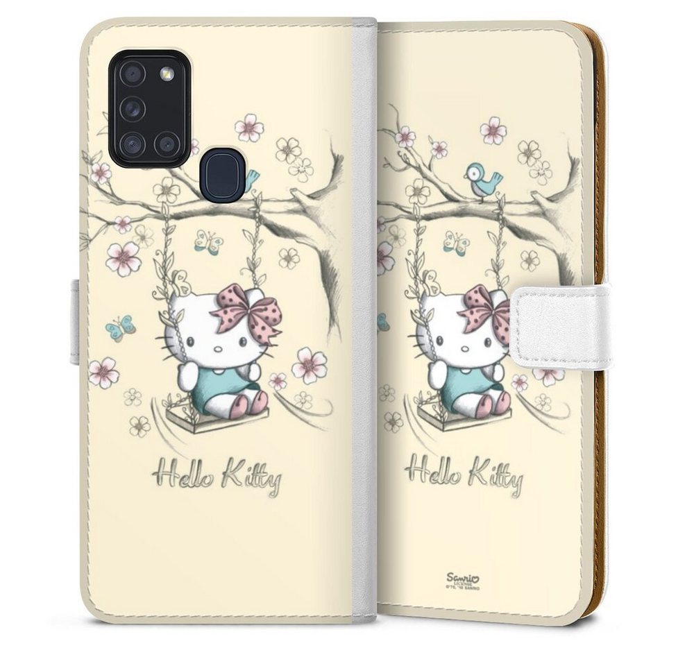 DeinDesign Handyhülle Hello Kitty Fanartikel Offizielles Lizenzprodukt Hello Kitty Natur, Samsung Galaxy A21s Hülle Handy Flip Case Wallet Cover von DeinDesign