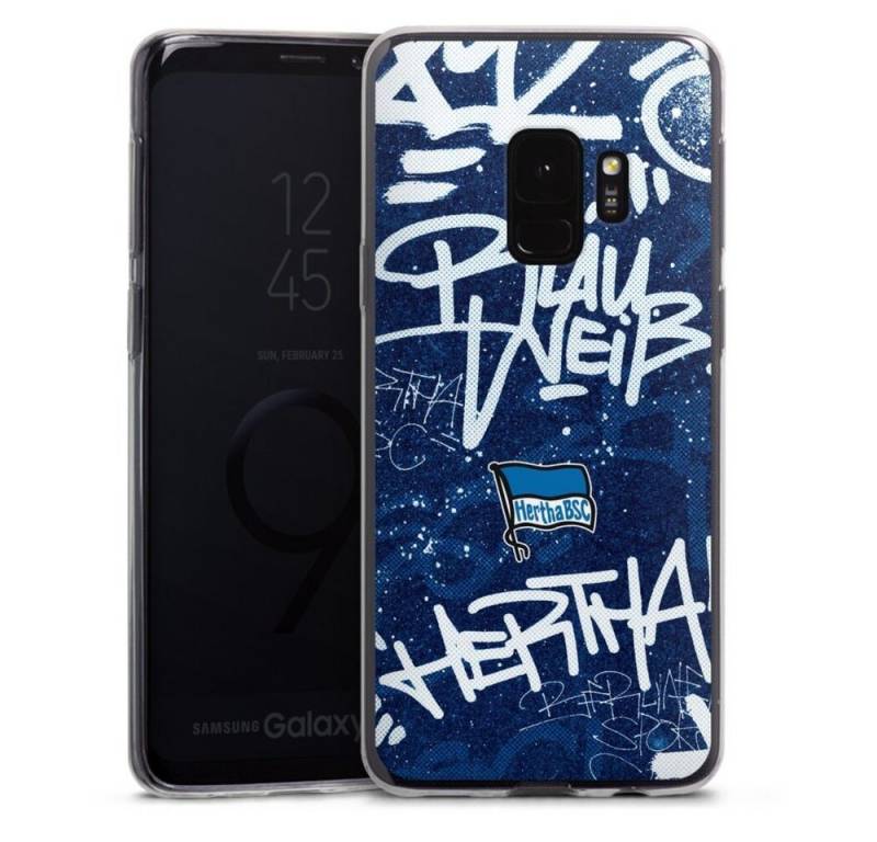 DeinDesign Handyhülle Hertha BSC Graffiti Offizielles Lizenzprodukt Street Graffiti, Samsung Galaxy S9 Duos Slim Case Silikon Hülle Ultra Dünn Schutzhülle von DeinDesign