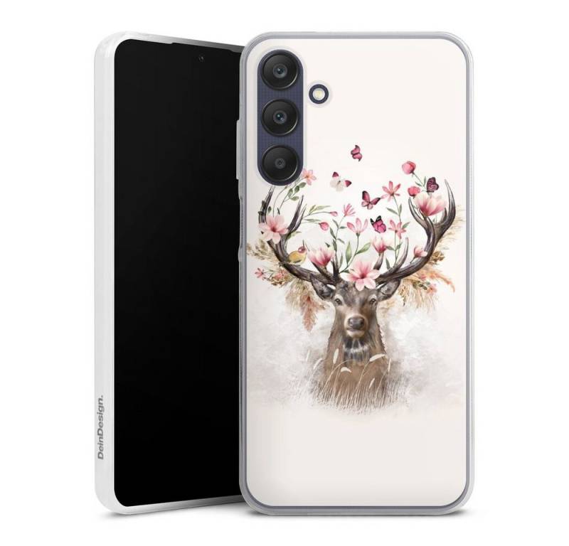 DeinDesign Handyhülle Hirsch Tiere Blumen Hirsch Blumen Geweih, Samsung Galaxy A25 5G Slim Case Silikon Hülle Ultra Dünn Schutzhülle von DeinDesign
