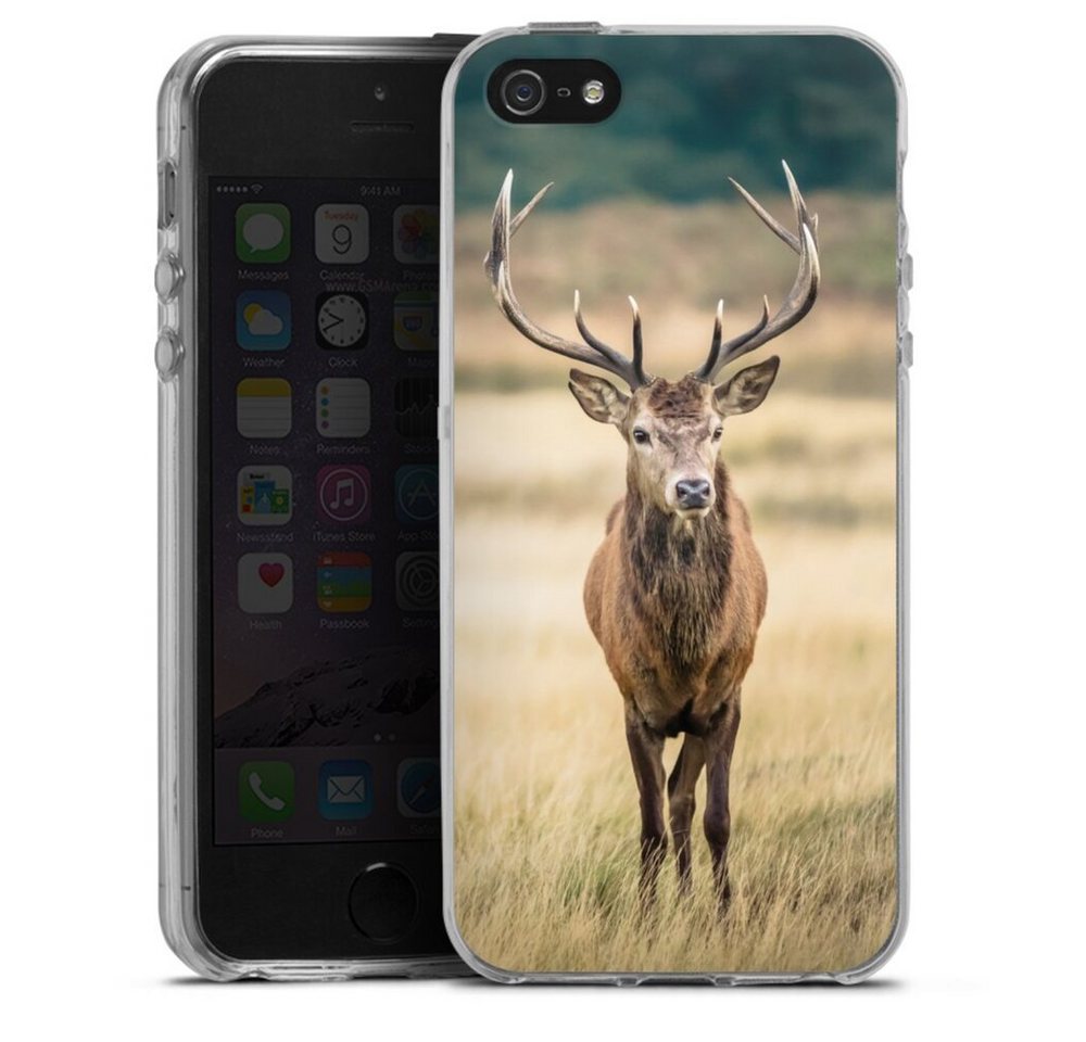 DeinDesign Handyhülle Hirsch Wald Wiese König des Waldes, Apple iPhone 5 Silikon Hülle Bumper Case Handy Schutzhülle von DeinDesign