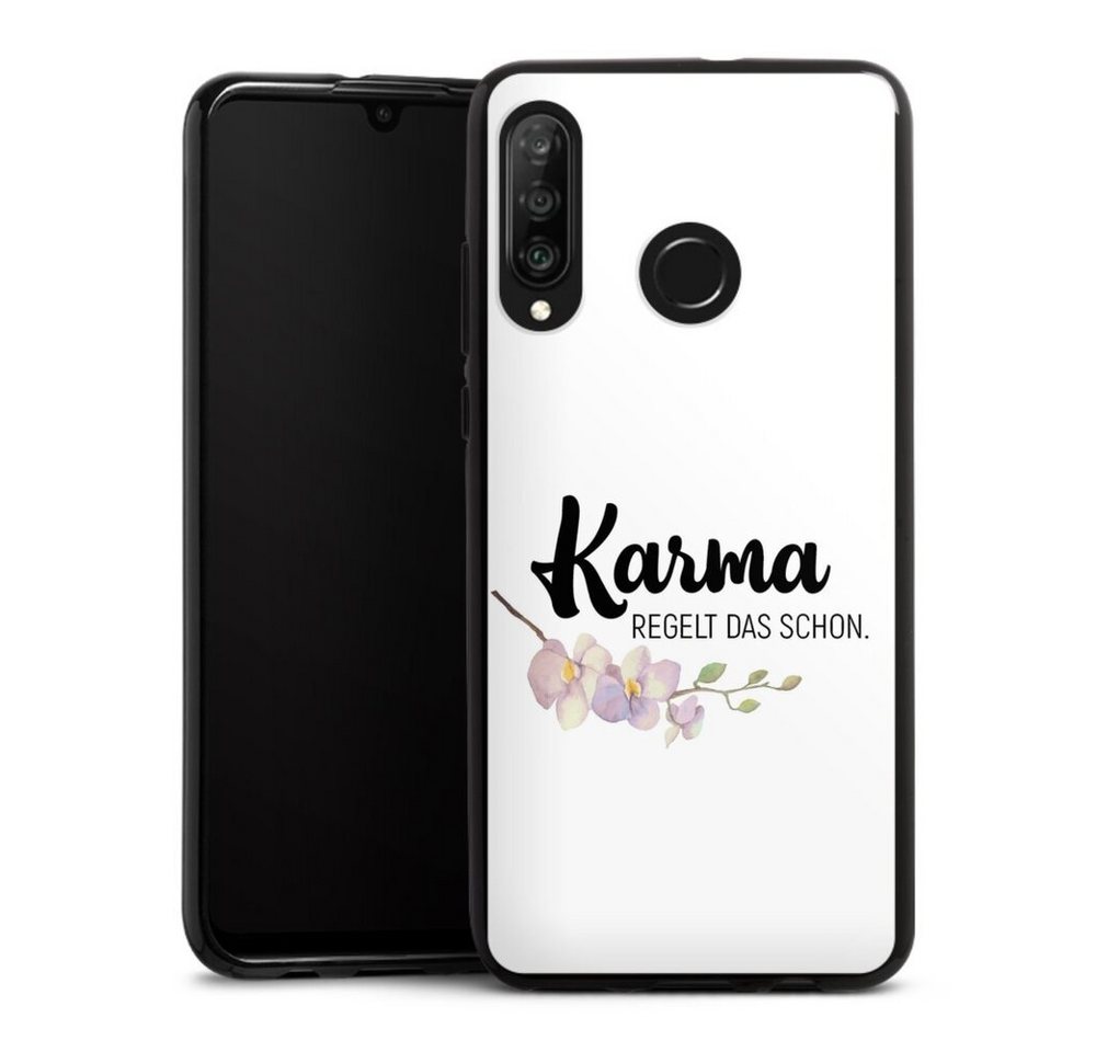 DeinDesign Handyhülle Karma regelt das schon, Huawei P30 Lite Silikon Hülle Bumper Case Handy Schutzhülle von DeinDesign