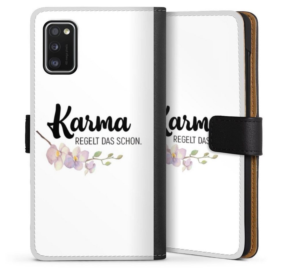 DeinDesign Handyhülle Karma regelt das schon, Samsung Galaxy A41 Hülle Handy Flip Case Wallet Cover DeinDesign Handyhülle Karma regelt das schon, Samsung Galaxy A41 Hülle Handy Flip Case Wallet Cover von DeinDesign