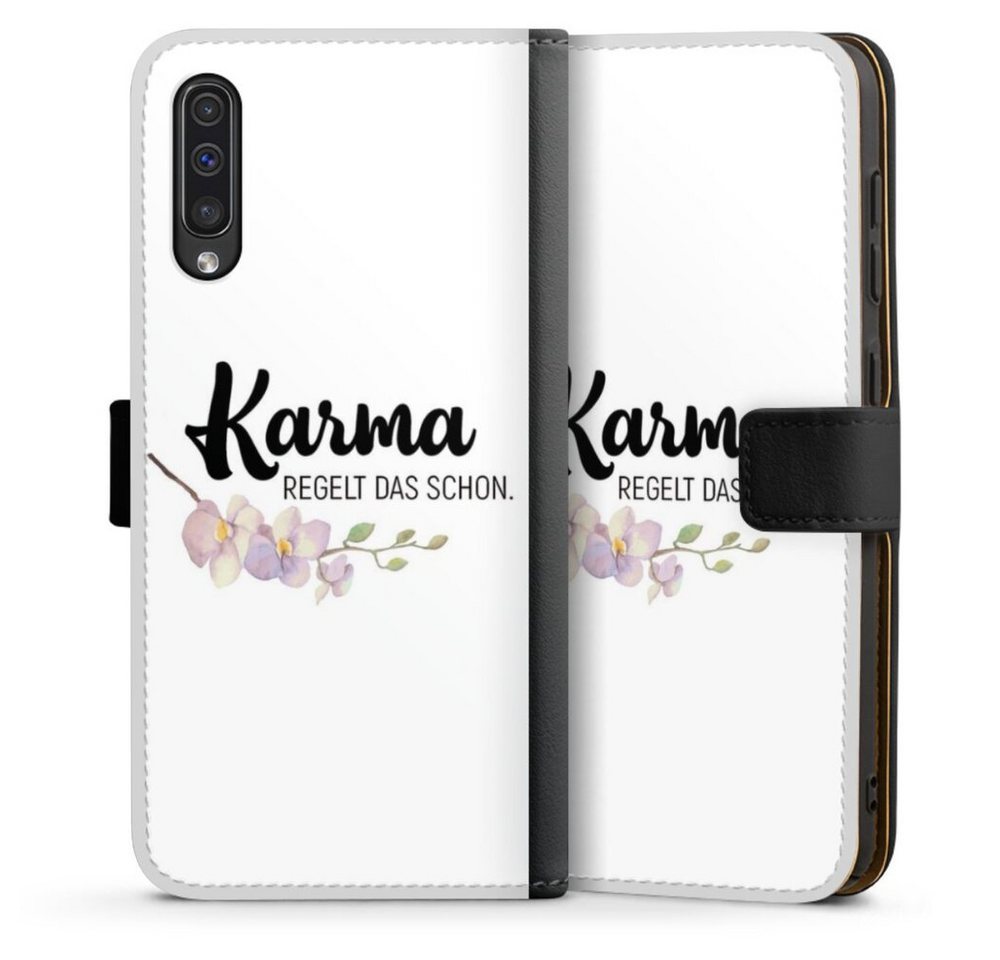 DeinDesign Handyhülle Karma regelt das schon, Samsung Galaxy A50 Hülle Handy Flip Case Wallet Cover DeinDesign Handyhülle Karma regelt das schon, Samsung Galaxy A50 Hülle Handy Flip Case Wallet Cover von DeinDesign