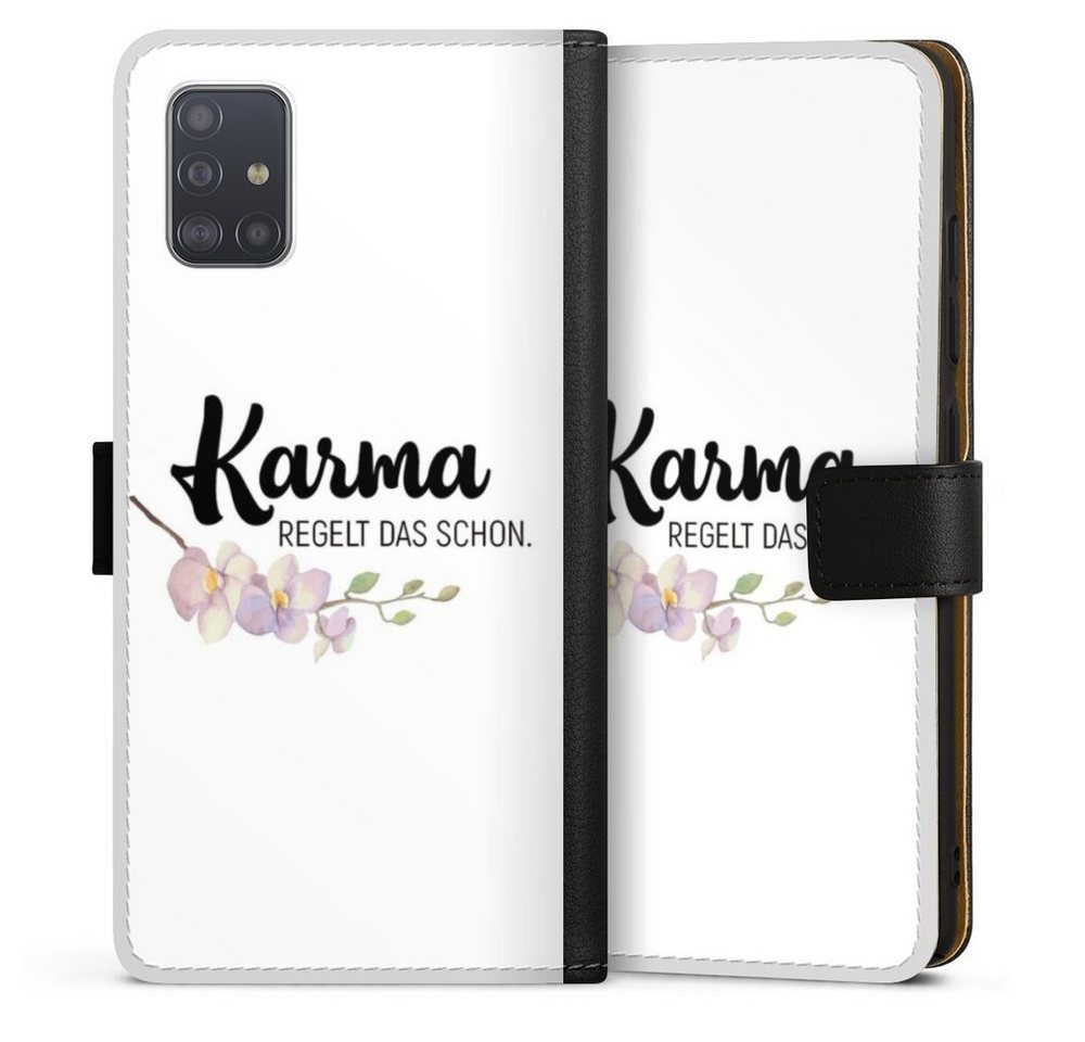 DeinDesign Handyhülle Karma regelt das schon, Samsung Galaxy A51 Hülle Handy Flip Case Wallet Cover DeinDesign Handyhülle Karma regelt das schon, Samsung Galaxy A51 Hülle Handy Flip Case Wallet Cover von DeinDesign