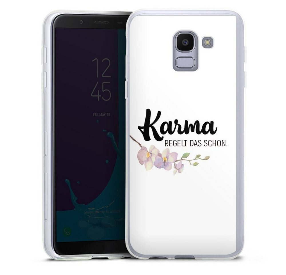 DeinDesign Handyhülle Karma regelt das schon, Samsung Galaxy J6 Duos (2018) Silikon Hülle Bumper Case von DeinDesign