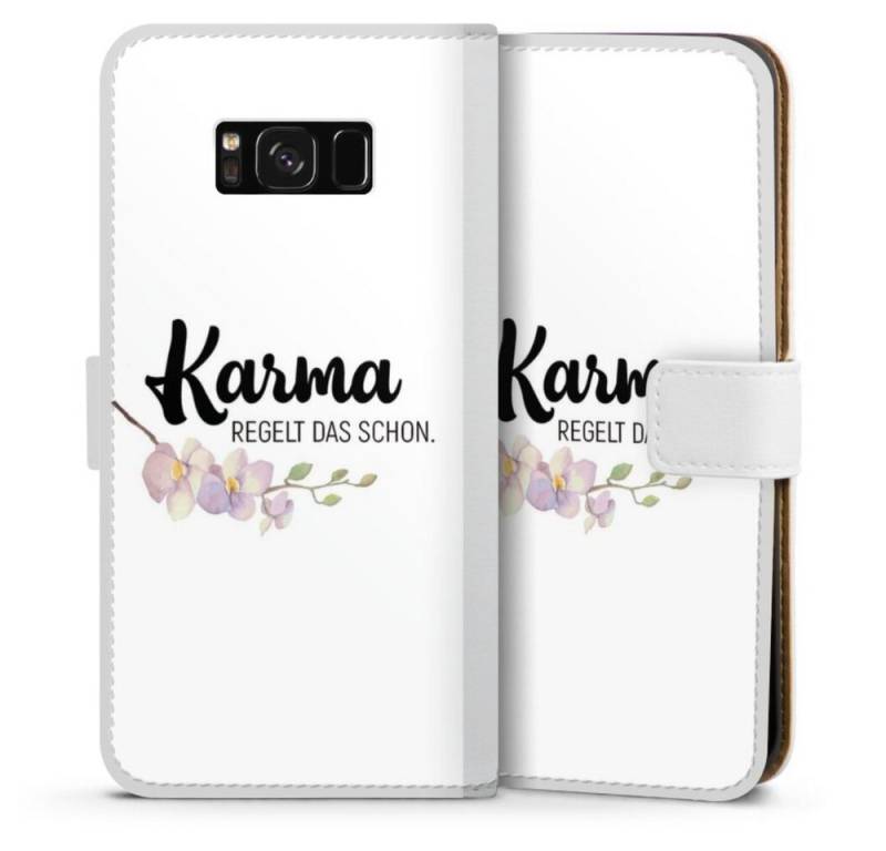 DeinDesign Handyhülle Karma regelt das schon, Samsung Galaxy S8 Plus Hülle Handy Flip Case Wallet Cover von DeinDesign