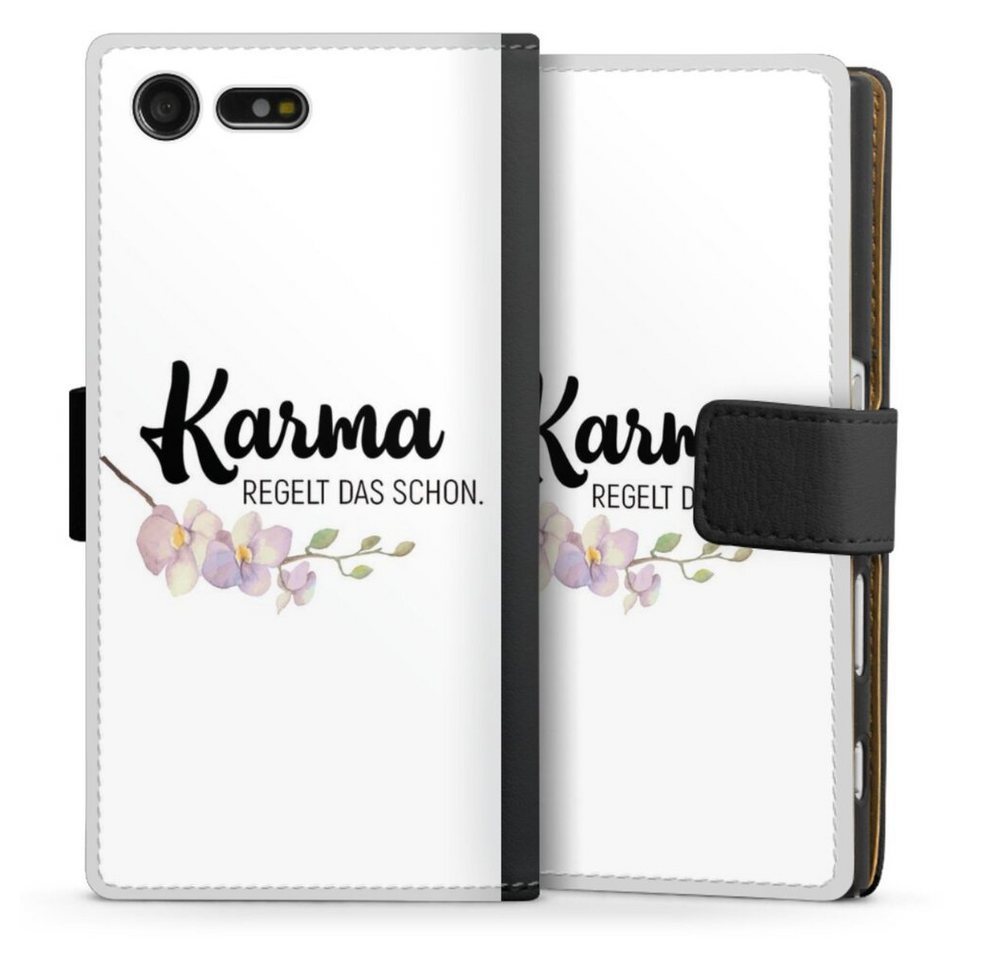 DeinDesign Handyhülle Karma regelt das schon, Sony Xperia X Compact Hülle Handy Flip Case Wallet Cover DeinDesign Handyhülle Karma regelt das schon, Sony Xperia X Compact Hülle Handy Flip Case Wallet Cover von DeinDesign