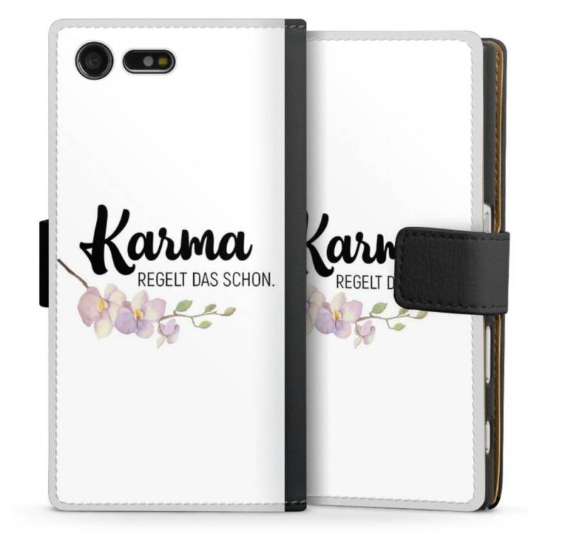DeinDesign Handyhülle Karma regelt das schon, Sony Xperia X Compact Hülle Handy Flip Case Wallet Cover von DeinDesign