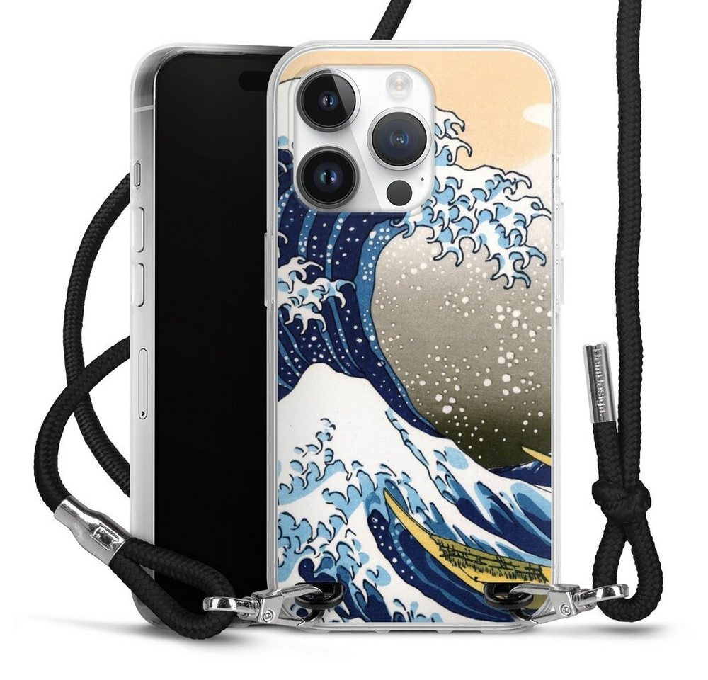 DeinDesign Handyhülle Katsushika Hokusai Die große Welle vor Kanagawa Kunst, Apple iPhone 15 Pro Handykette Hülle mit Band Case zum Umhängen von DeinDesign